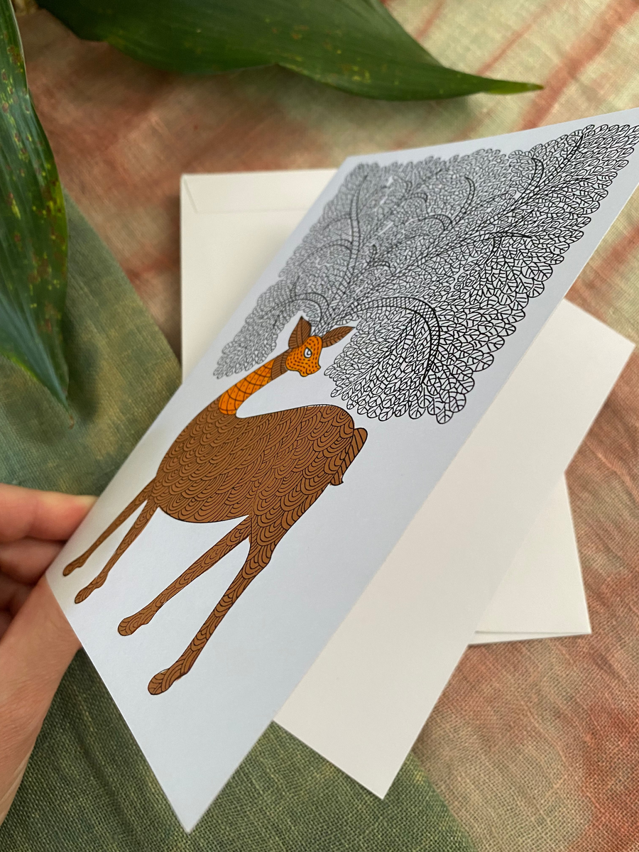 Majestic Deer – Fair Trade, Screen Printed, Christmas Card (Silence India)