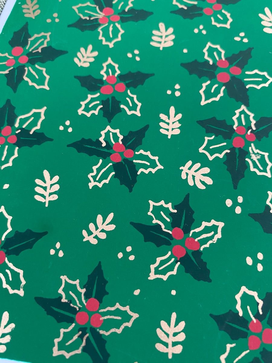 Holly Iconic – Fair Trade, Screen Printed, Christmas Card (Silence India)