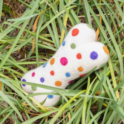 ECO MAX Chew & Play Wool Toy Polkadot White Large