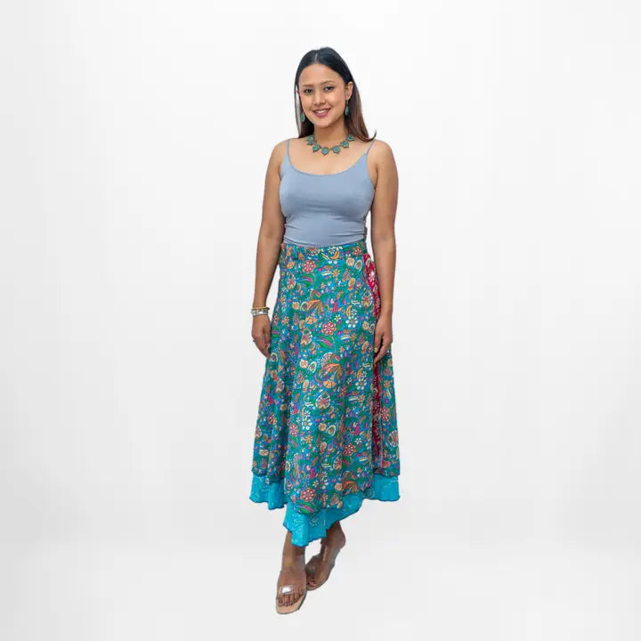 Reversible Sari Fabric Wrap Skirts- PICK UP IN STORE ONLY