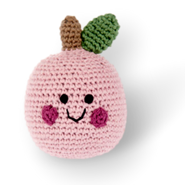Pink Lady Apple Rattle 🍎Cotton , Fair Trade Toy - Uplift Fair Trade