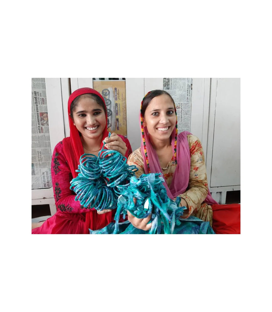 Upcycled Fabric Oval Hoop Earrings – Fair Trade Handmade Statement Earrings (India)