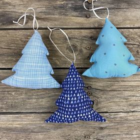 Fair Trade Remnant Fabric Tree Decorations - Blue