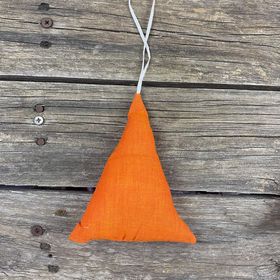 Fair Trade Remnant Fabric Triangle Tree Decorations - Orange