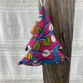 Fair Trade Remnant Fabric Tree Decorations - Pink Wilderness