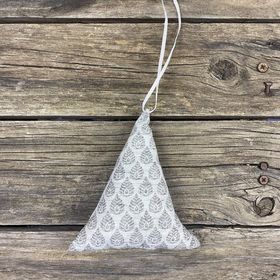 Fair Trade Remnant Fabric Triangle Tree Decorations - Greys