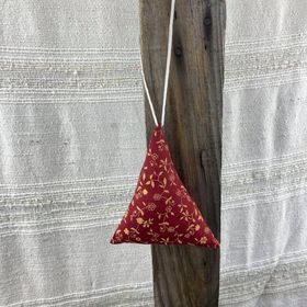 Fair Trade Remnant Fabric Triangle Tree Decorations - Reds