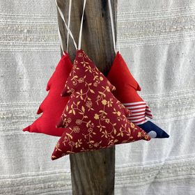 Fair Trade Remnant Fabric Tree Decorations - Reds