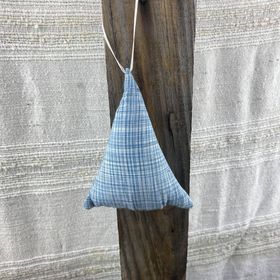 Fair Trade Remnant Fabric Triangle Tree Decorations - Blues