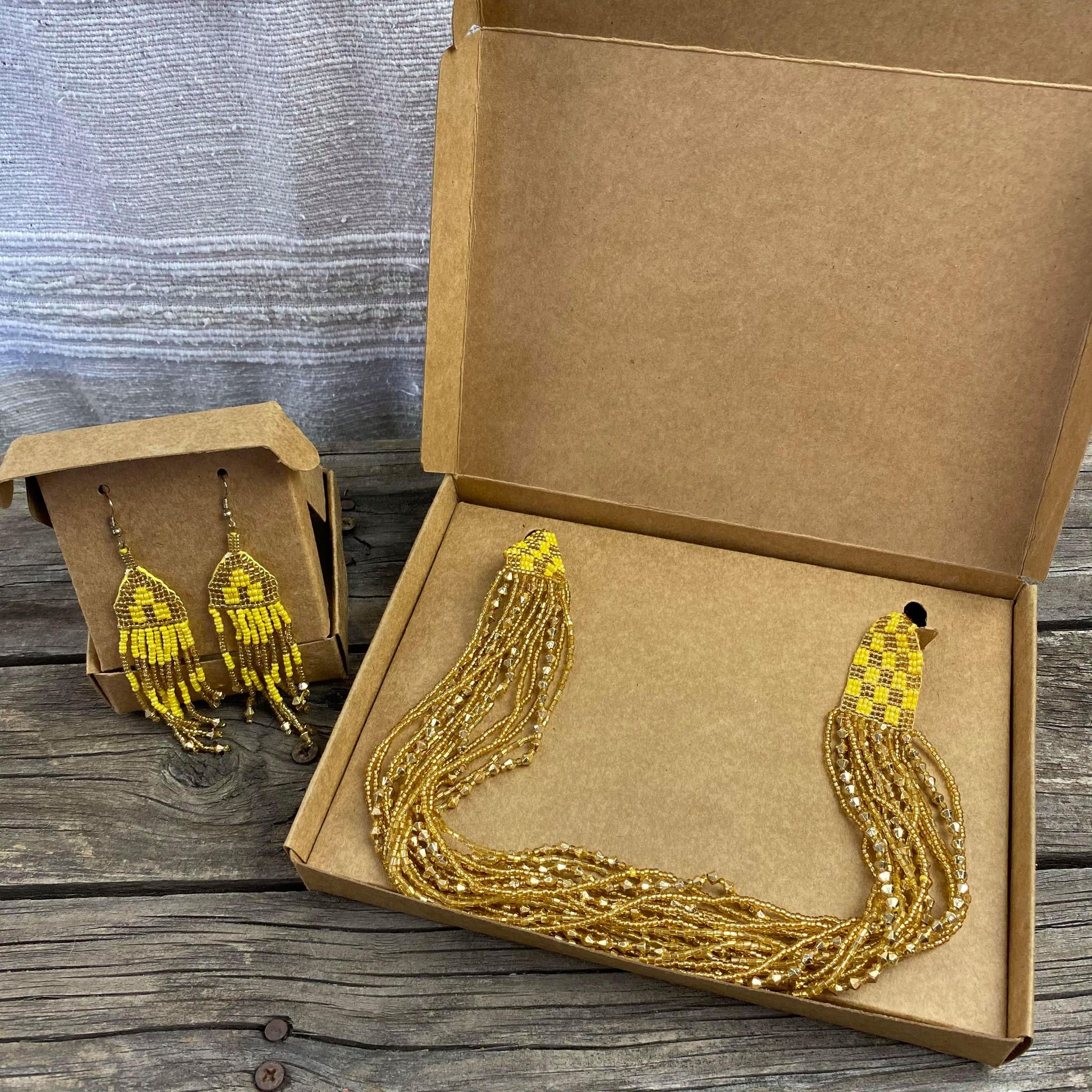 Fair Trade Gold Beaded Jewellery Set