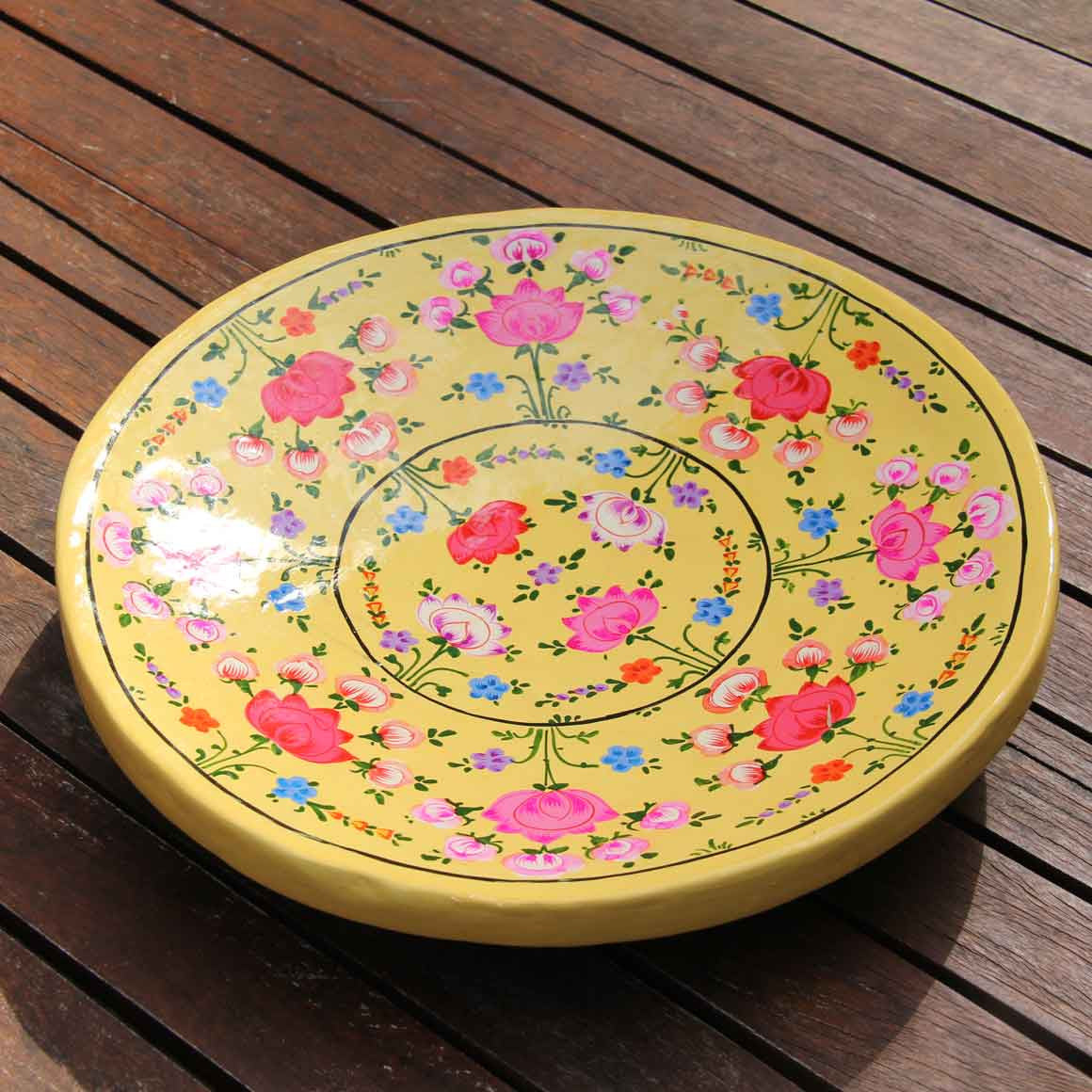 Fair Trade Painted Decal Fruit Bowl - Yellow
