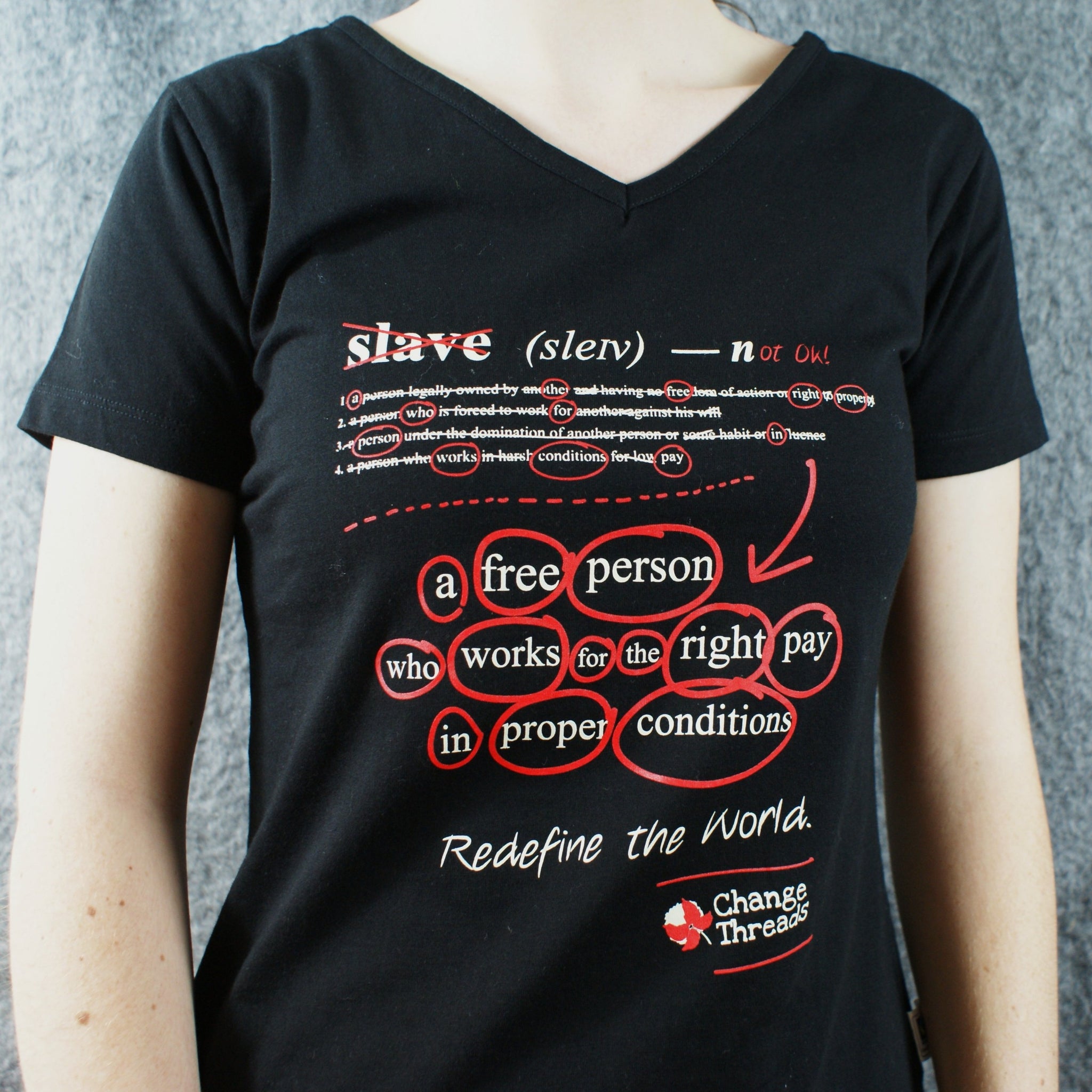Fairtrade Ethical Women's V-neck T-Shirt Redefine Design