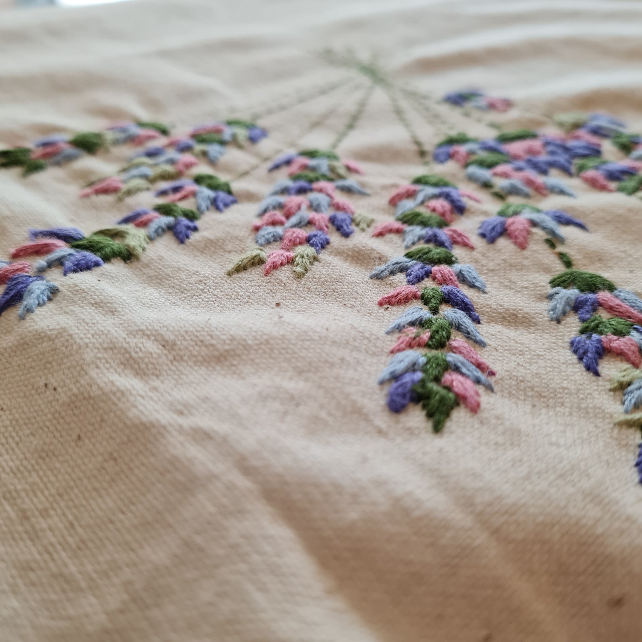 Fair Trade Embroidered Lavendar Table Cloth (Square)