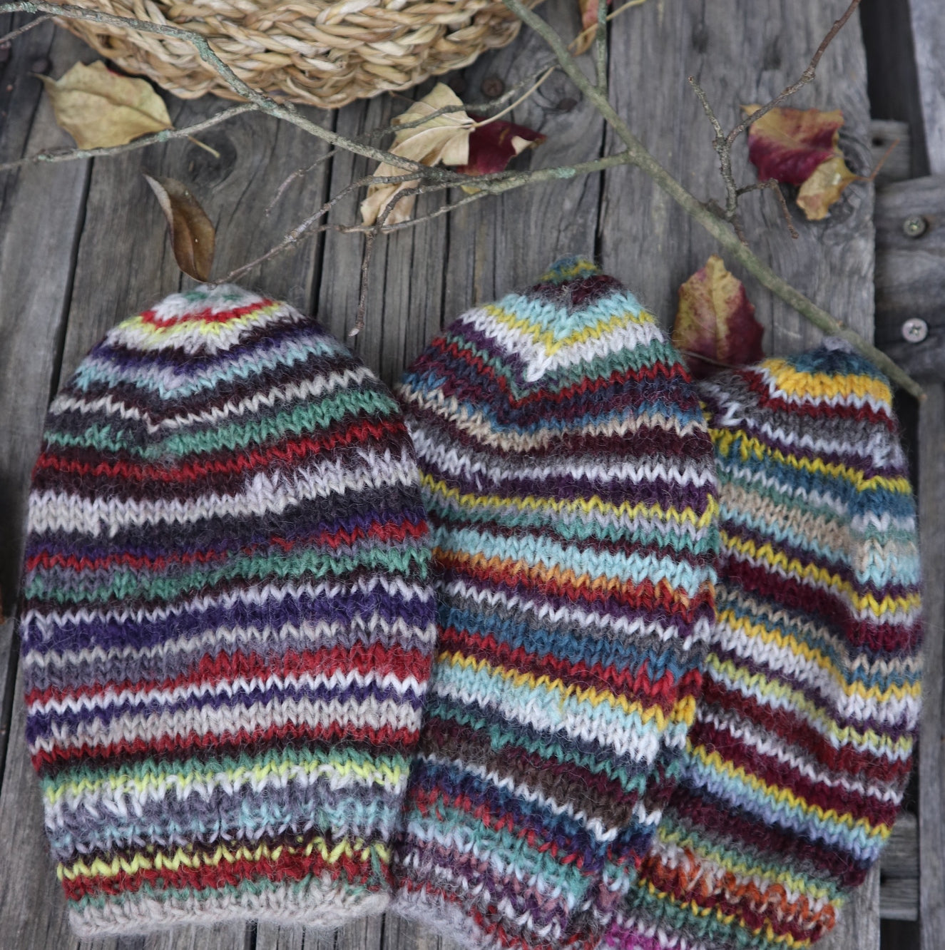 Fair Trade Ethical Woollen Beanie in a Striped Multi Coloured Design