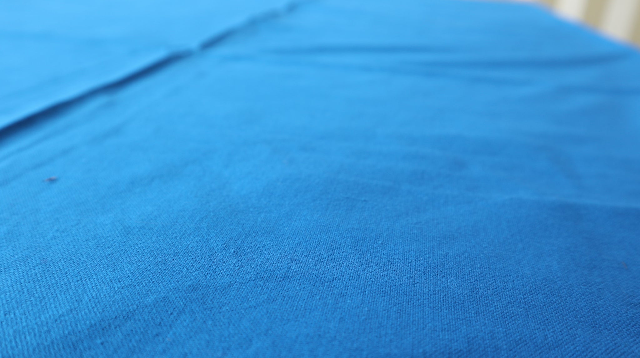Fair trade ethical handwoven table cloth in bright blue colouring
