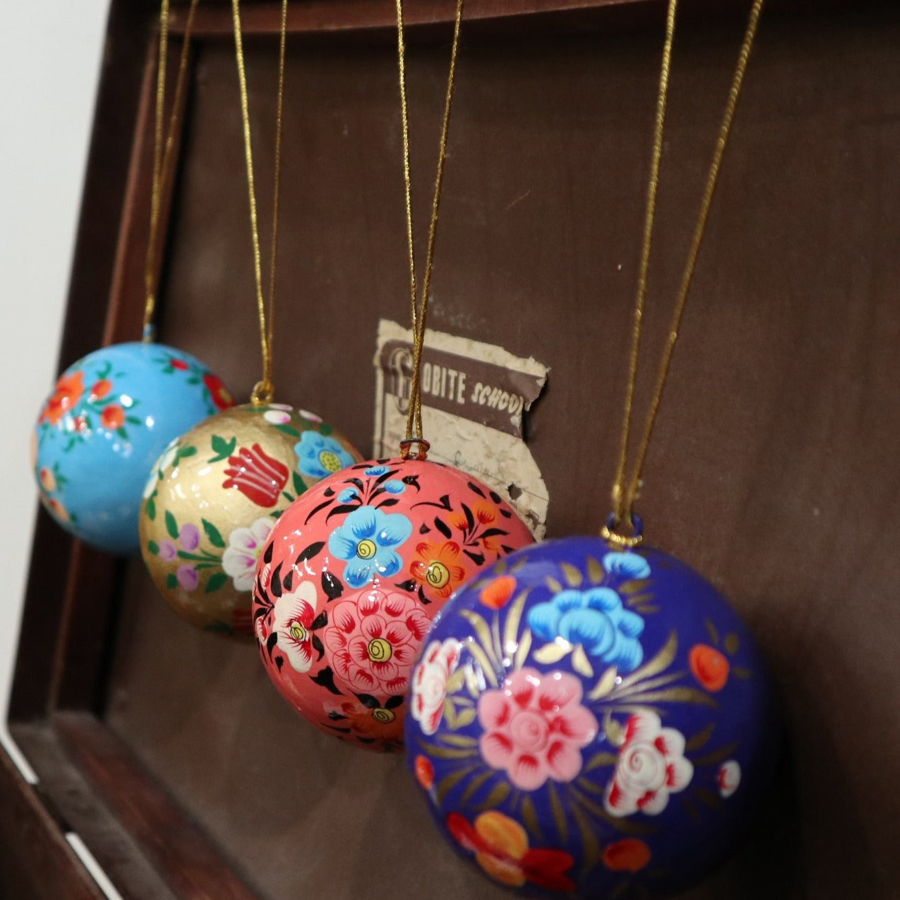 Fair Trade Painted Floral Bauble Collection