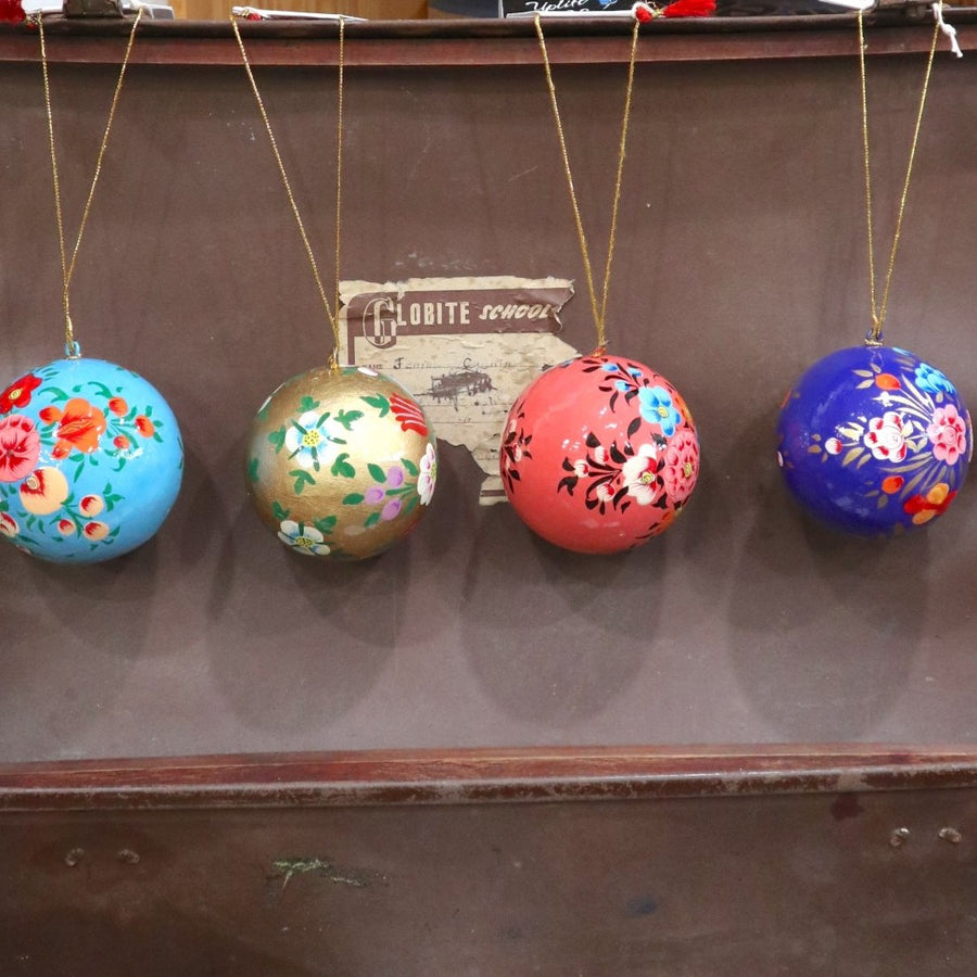 Fair Trade Painted Floral Bauble Collection
