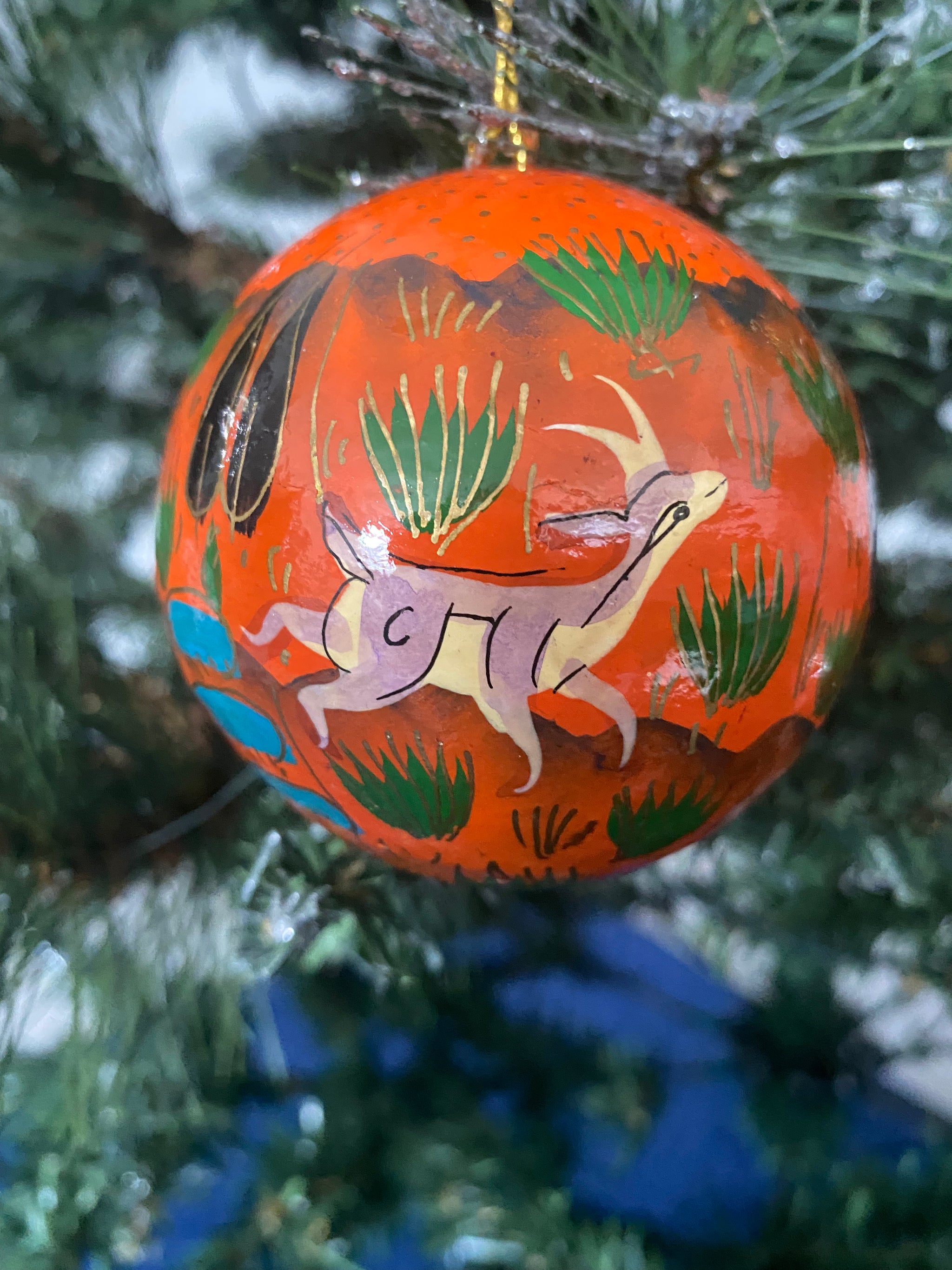 Fair Trade Painted Deer Christmas Decoration Bauble Collection