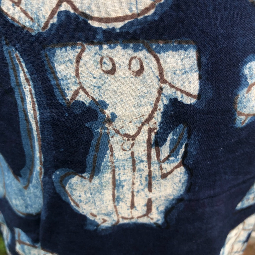 Fair Trade Ethical Cotton Mud Resistant Print Wrap Blue Dog