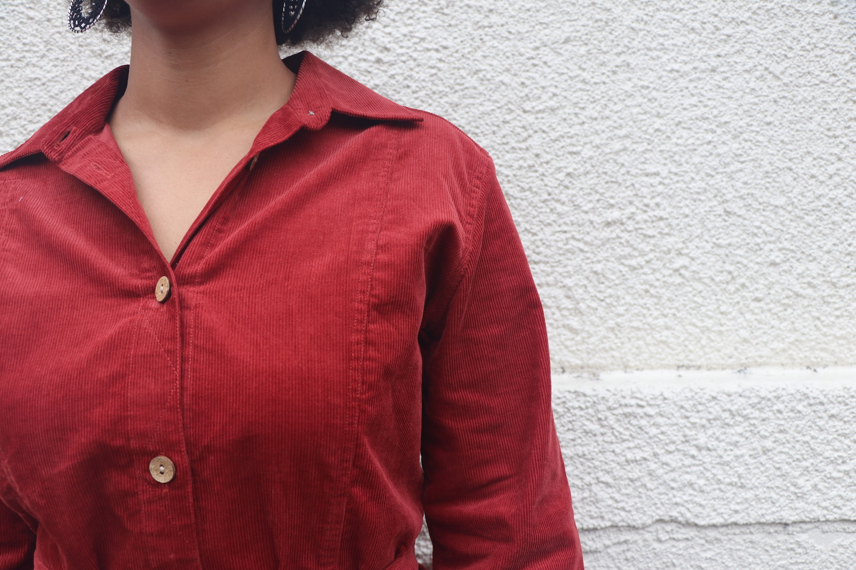 Fair Trade Corduroy Trench Dress Red