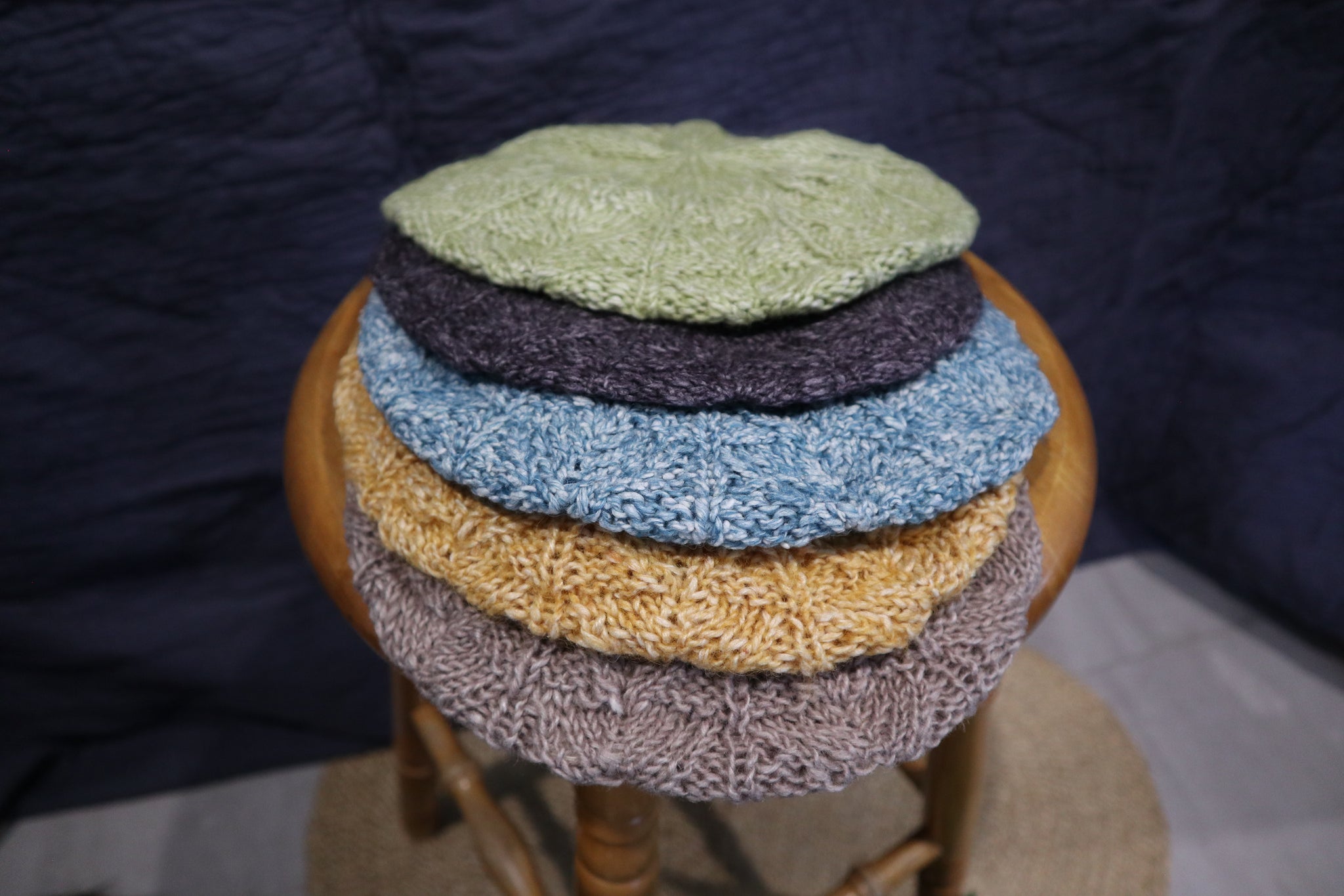 Fair Trade Ethical Fern Stitch Beret - Banana and Wool