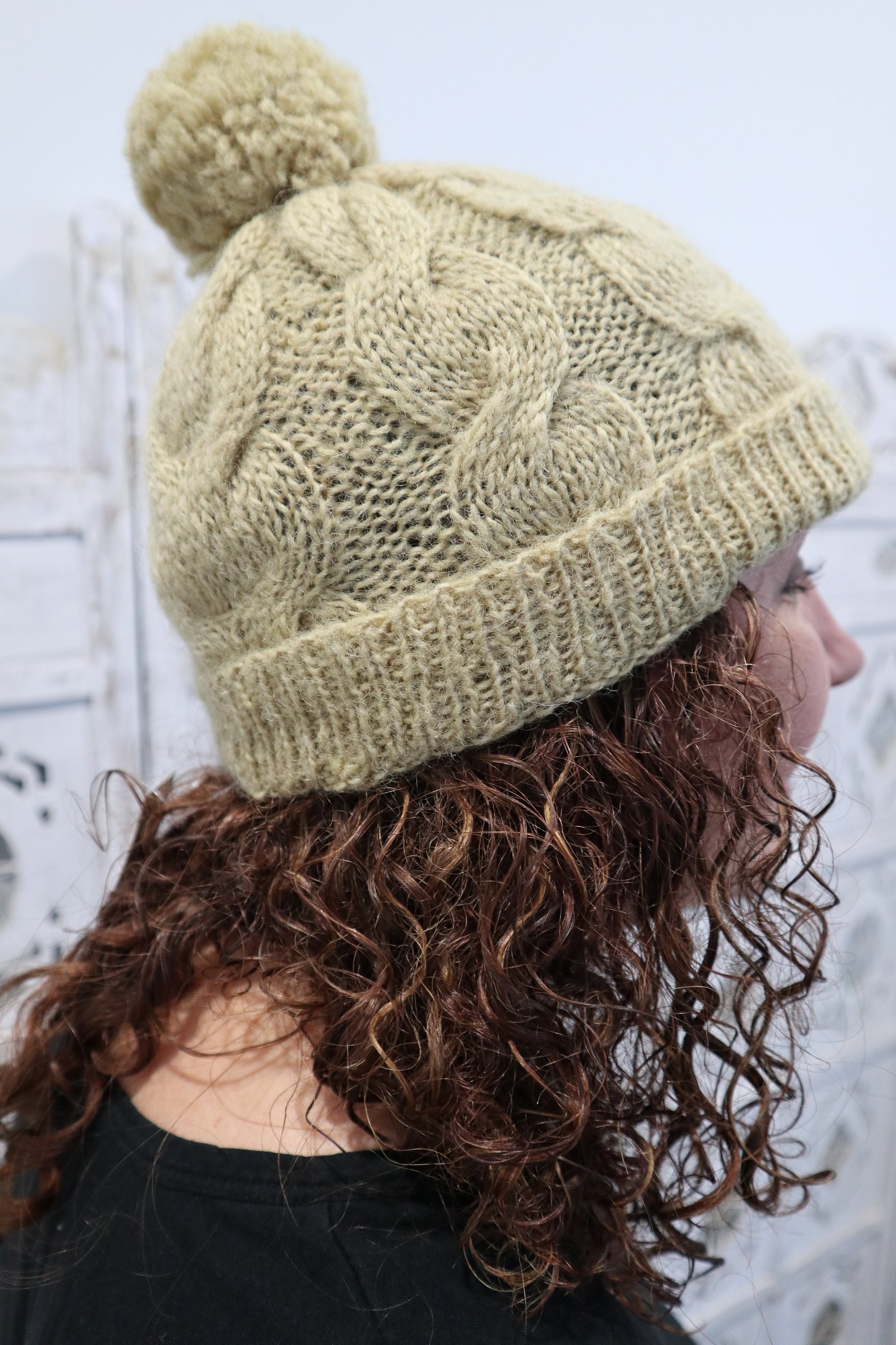 Fair Trade Ethical Cable Knit Beanie with Pom pom