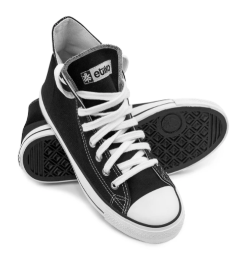 Etiko Fairtrade Hi Top Black White Sneakers