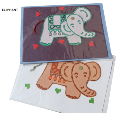 Fair Trade Movable Hand Painted- Elephant Card -Assorted