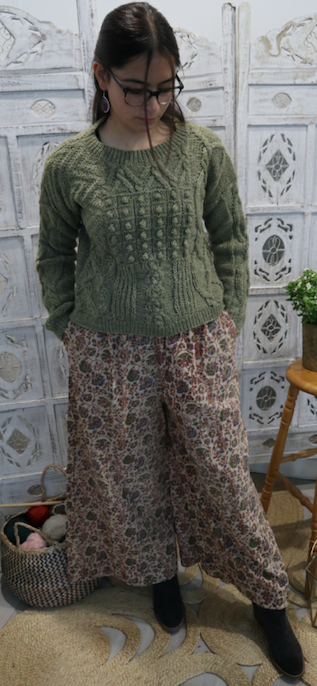 Fair Trade Ethical Cable Patch Wool and Banana Fibre Jumper