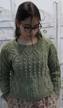 Fair Trade Ethical Cable Patch Wool and Banana Fibre Jumper