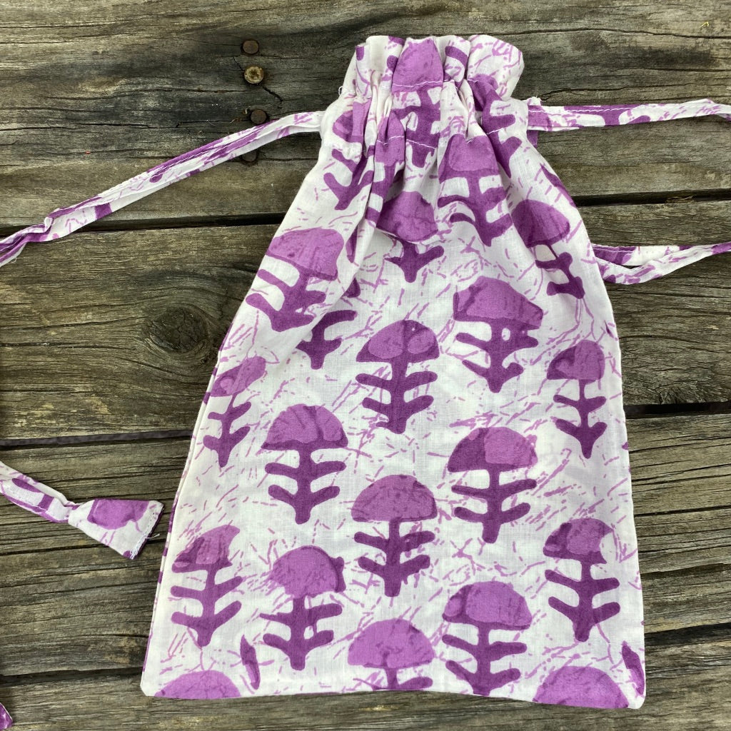 Fair Trade Ethical Gift Bag Eco alternative Purple Plant Design