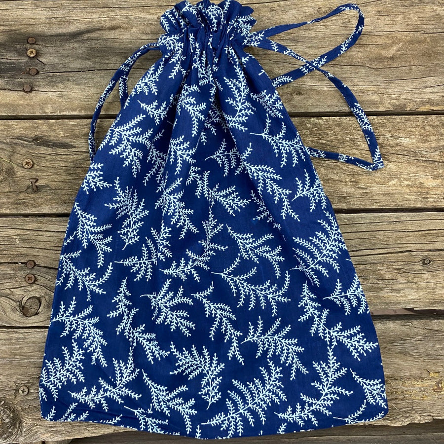Fair Trade Ethical Gift Bag Eco alternative Blue Branch Design