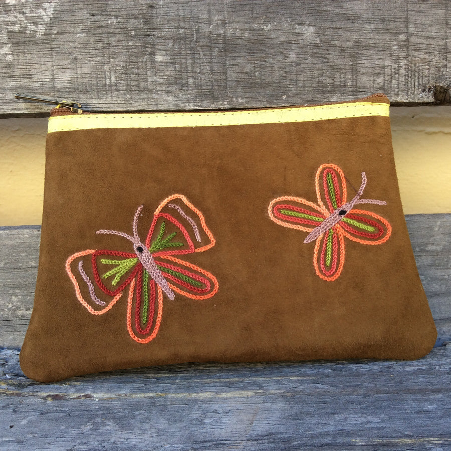 Fair Trade Ethical Suede Butterfly Coin Purse