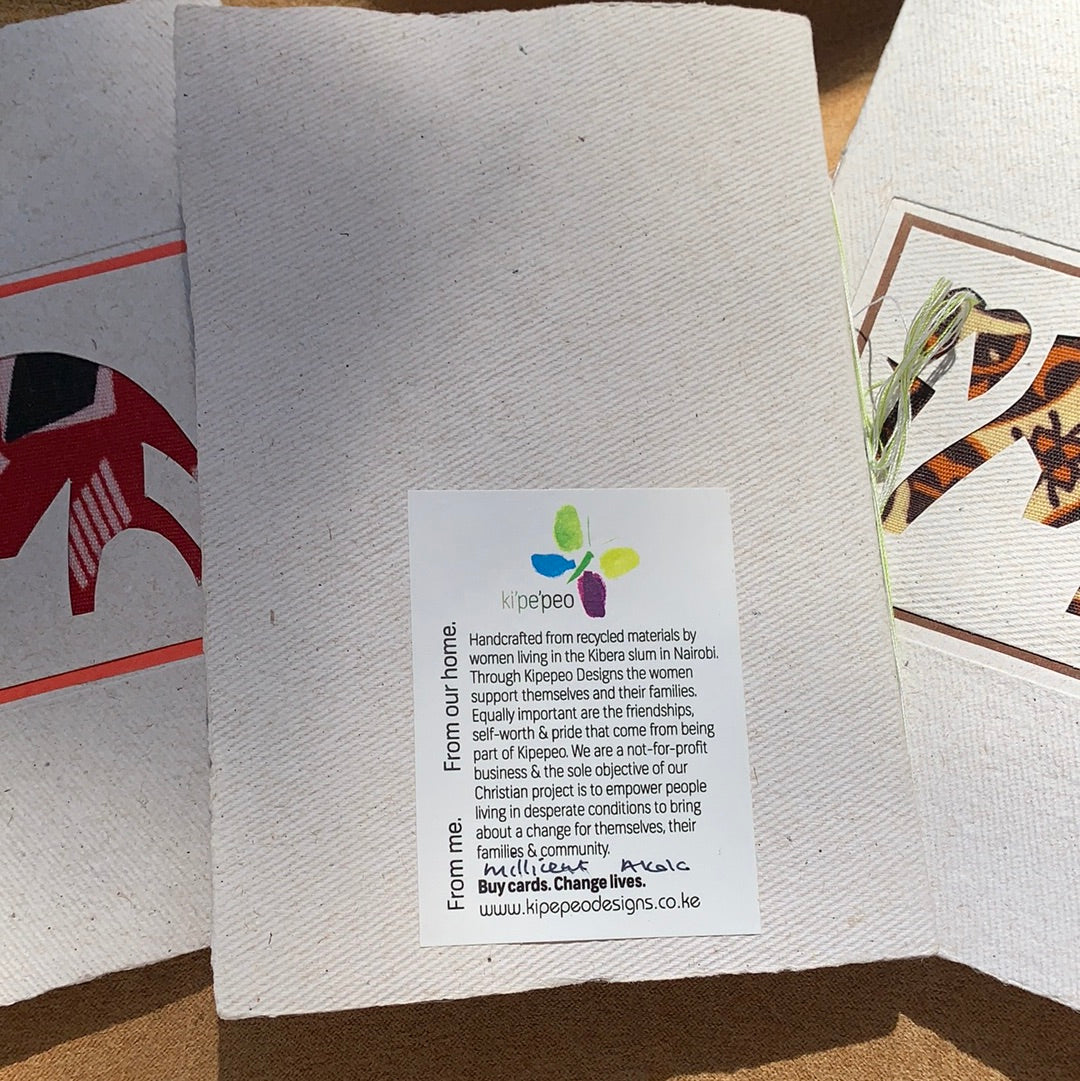 Fair Trade Handmade Paper Greeting Card Elephant Design