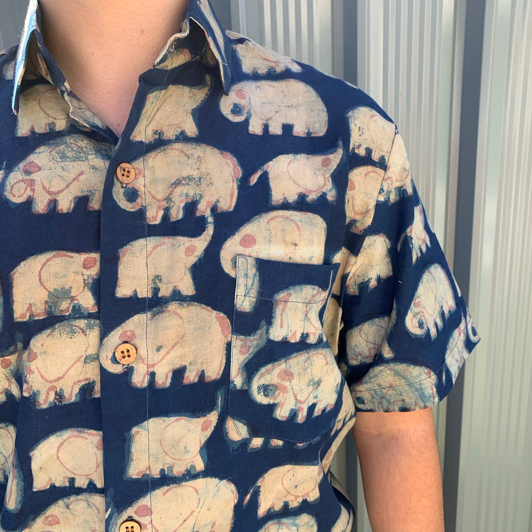 Fair Trade Ethical Mud Resistant Cotton Shirt in Elephant Design