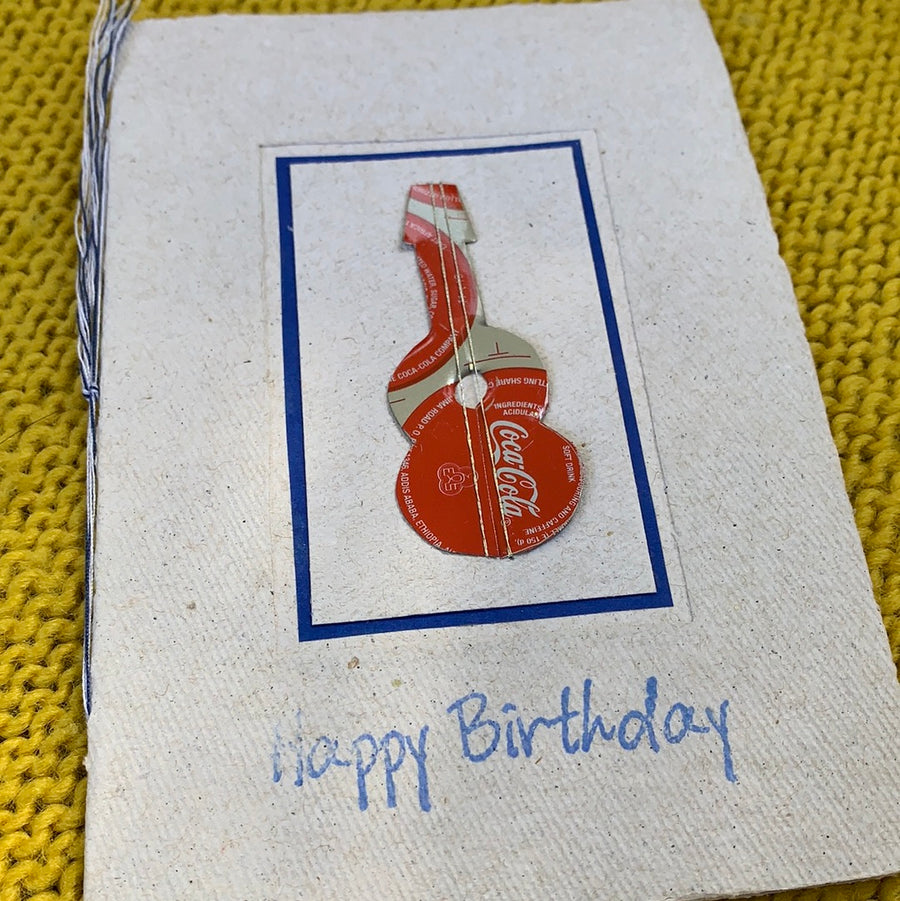 Fair Trade Handmade Paper Greeting Card 'Happy Birthday' Guitar Design