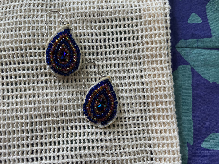 Fair Trade Royal Purple Beaded Necklace Earrings Jewellery Set