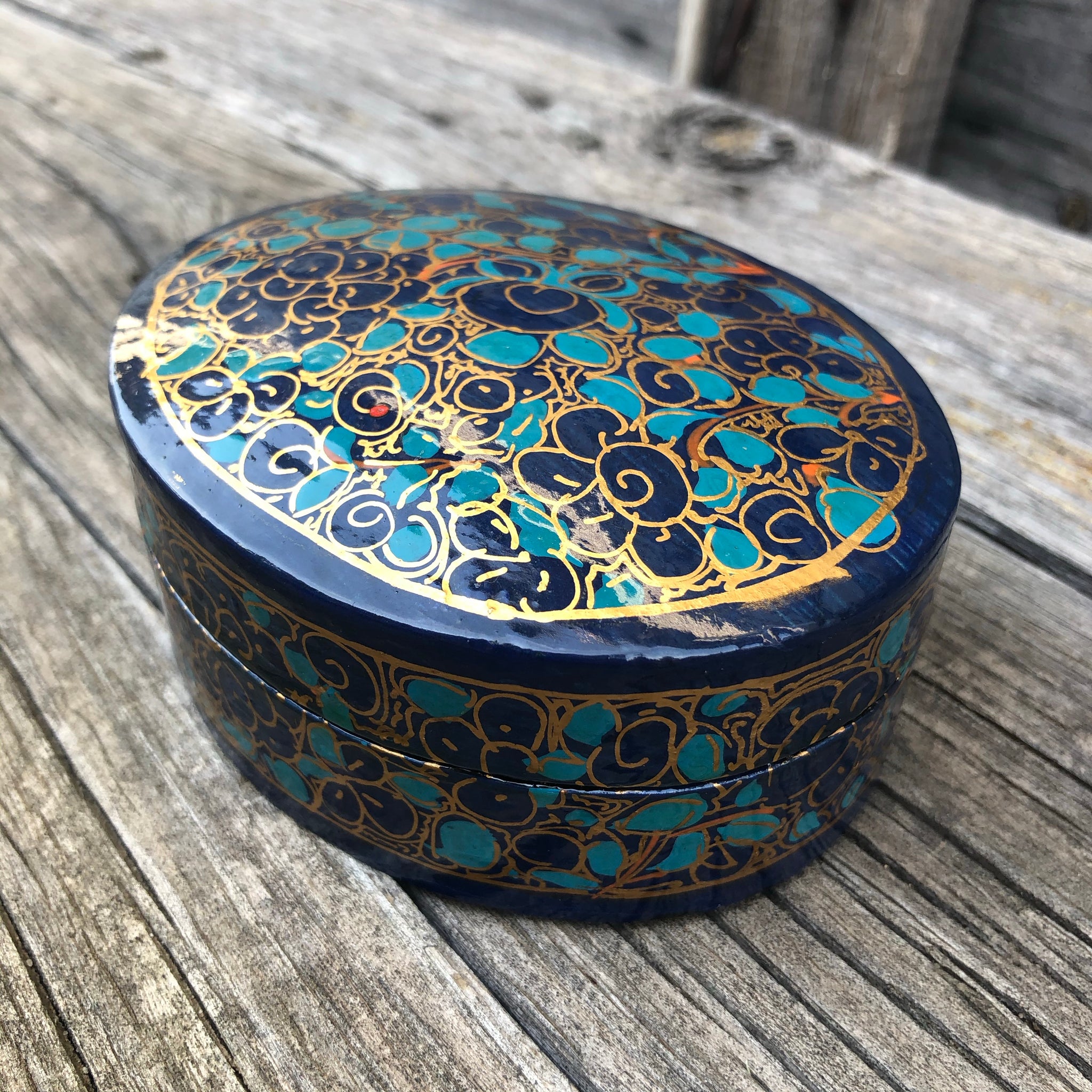 Fair Trade Painted Oval Trinket Box