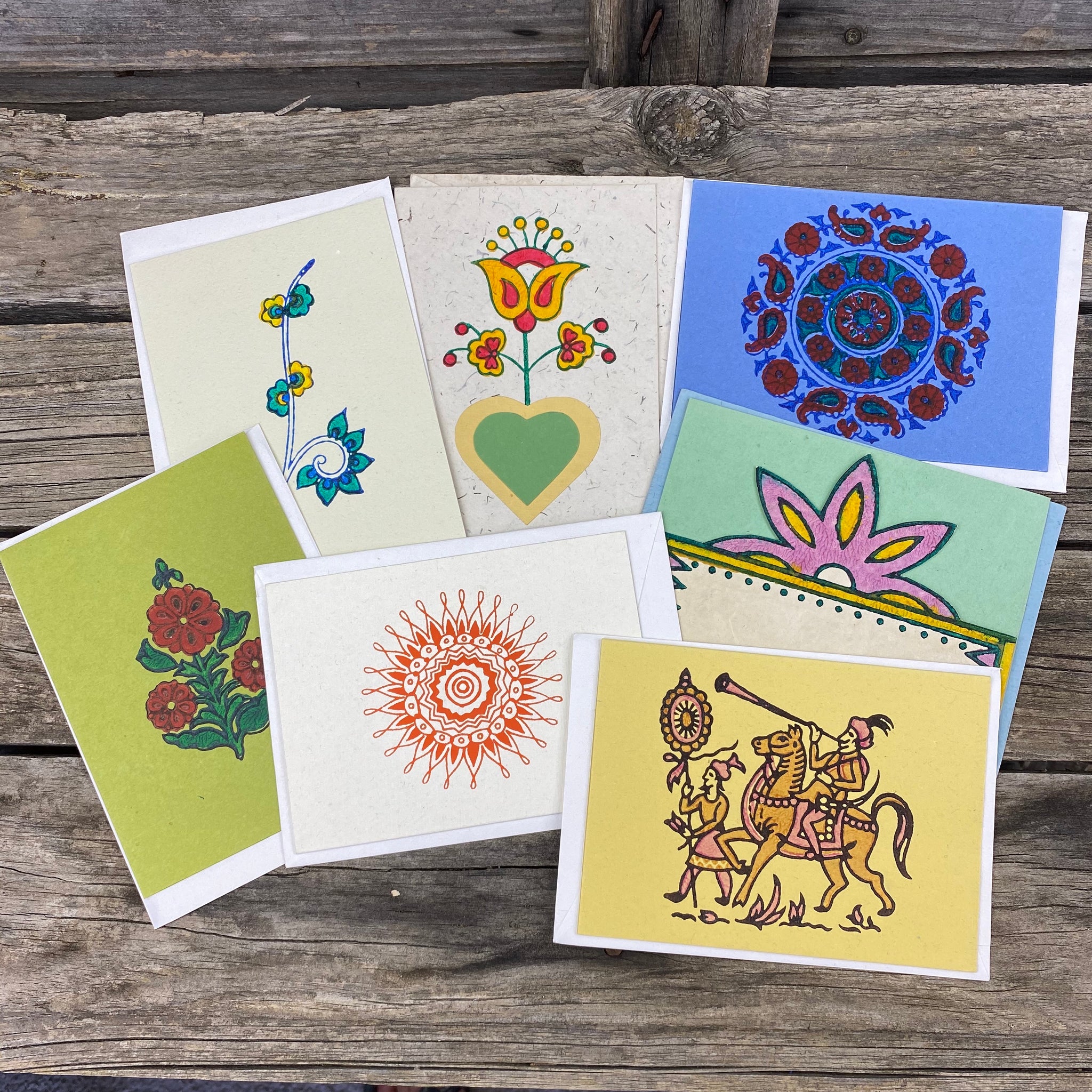Fair Trade Block Printed Greeting Cards Assorted