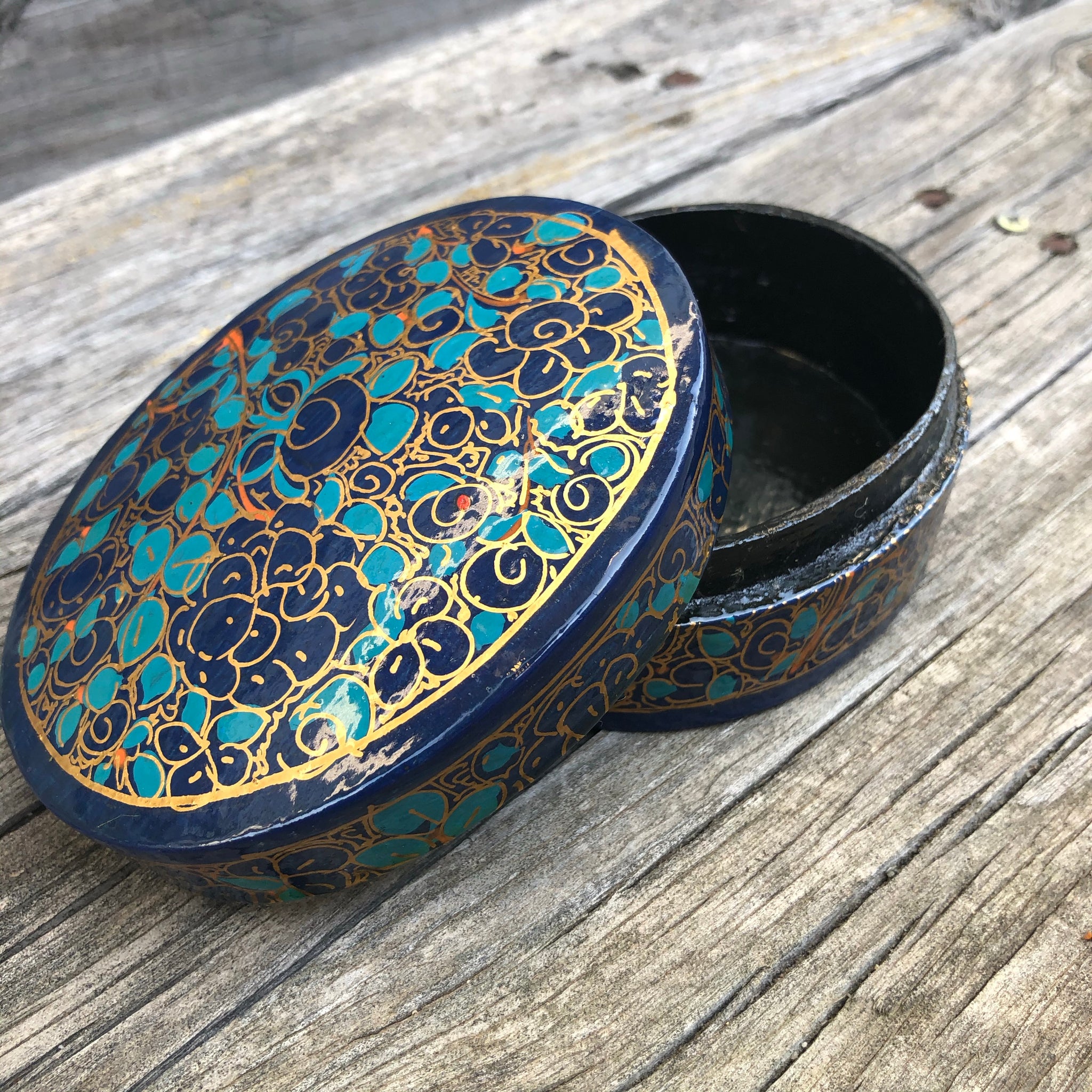Fair Trade Painted Oval Trinket Box