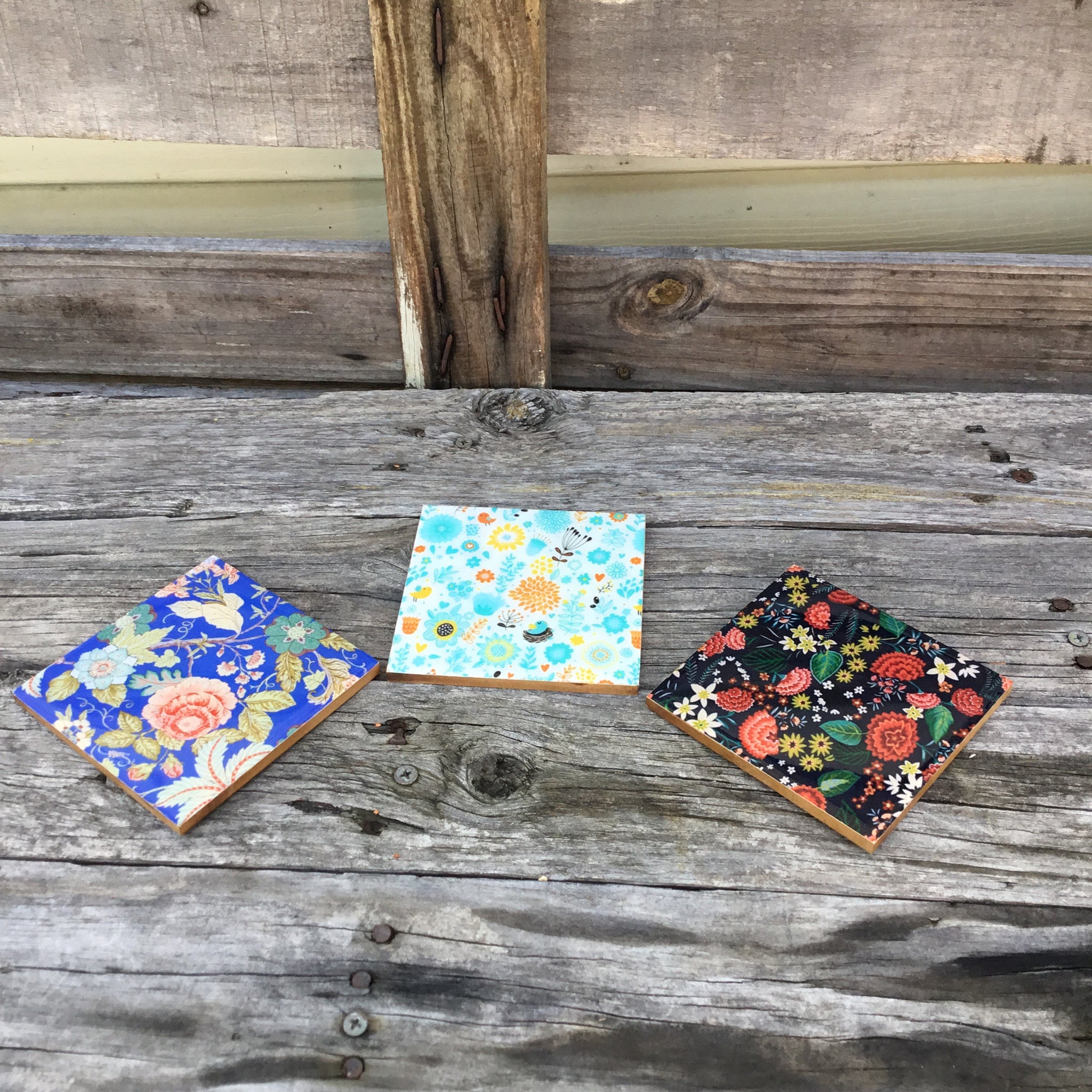 Fair Trade Ethical Resin and Wood Floral Coaster