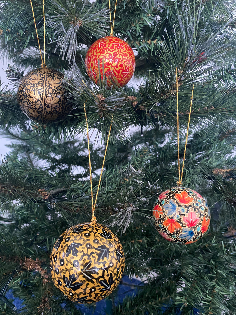 Hand Painted- Christmas Decoration-  Leaf  Design- Bauble