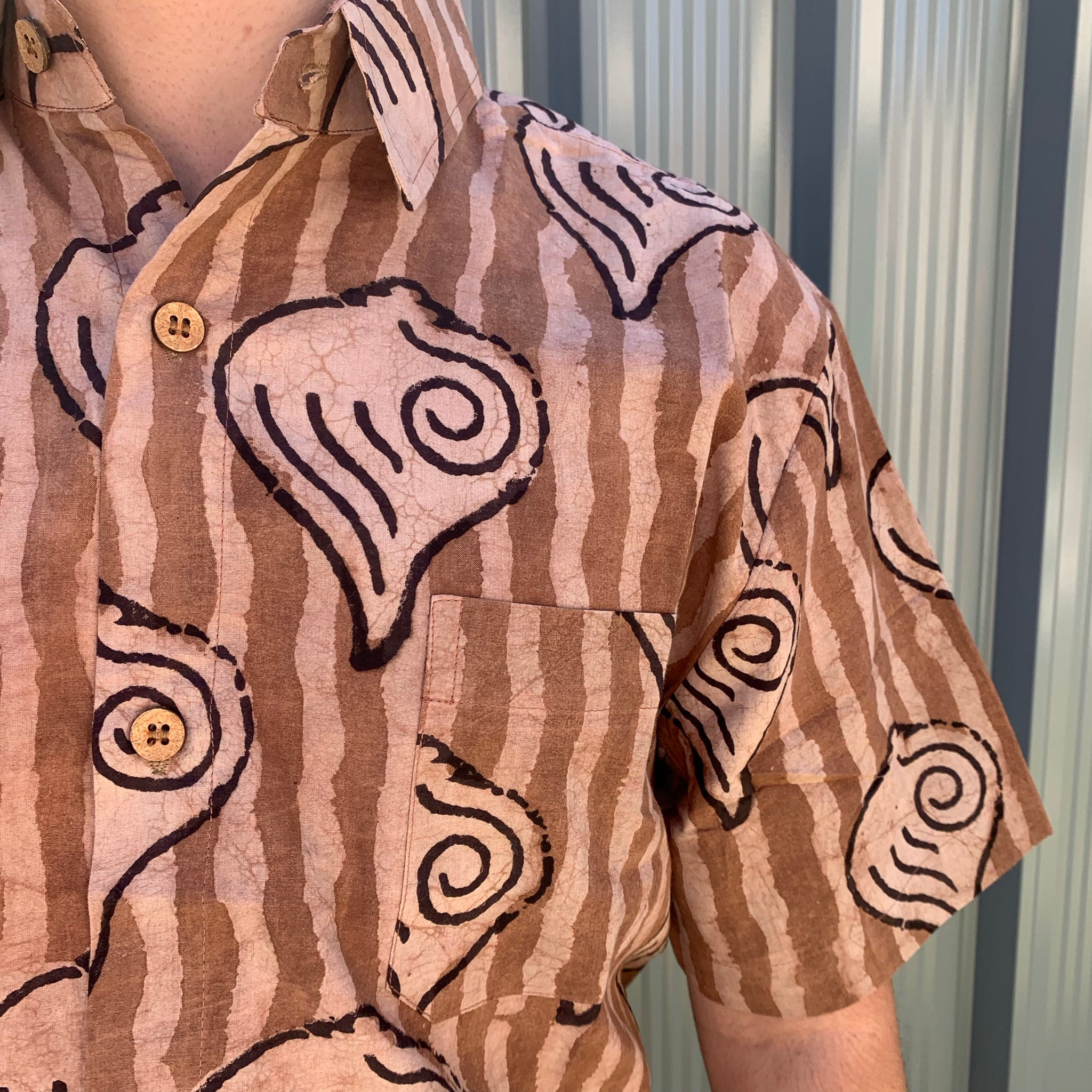 Fair Trade Ethical Dabu Cotton Shirt in Shell Design