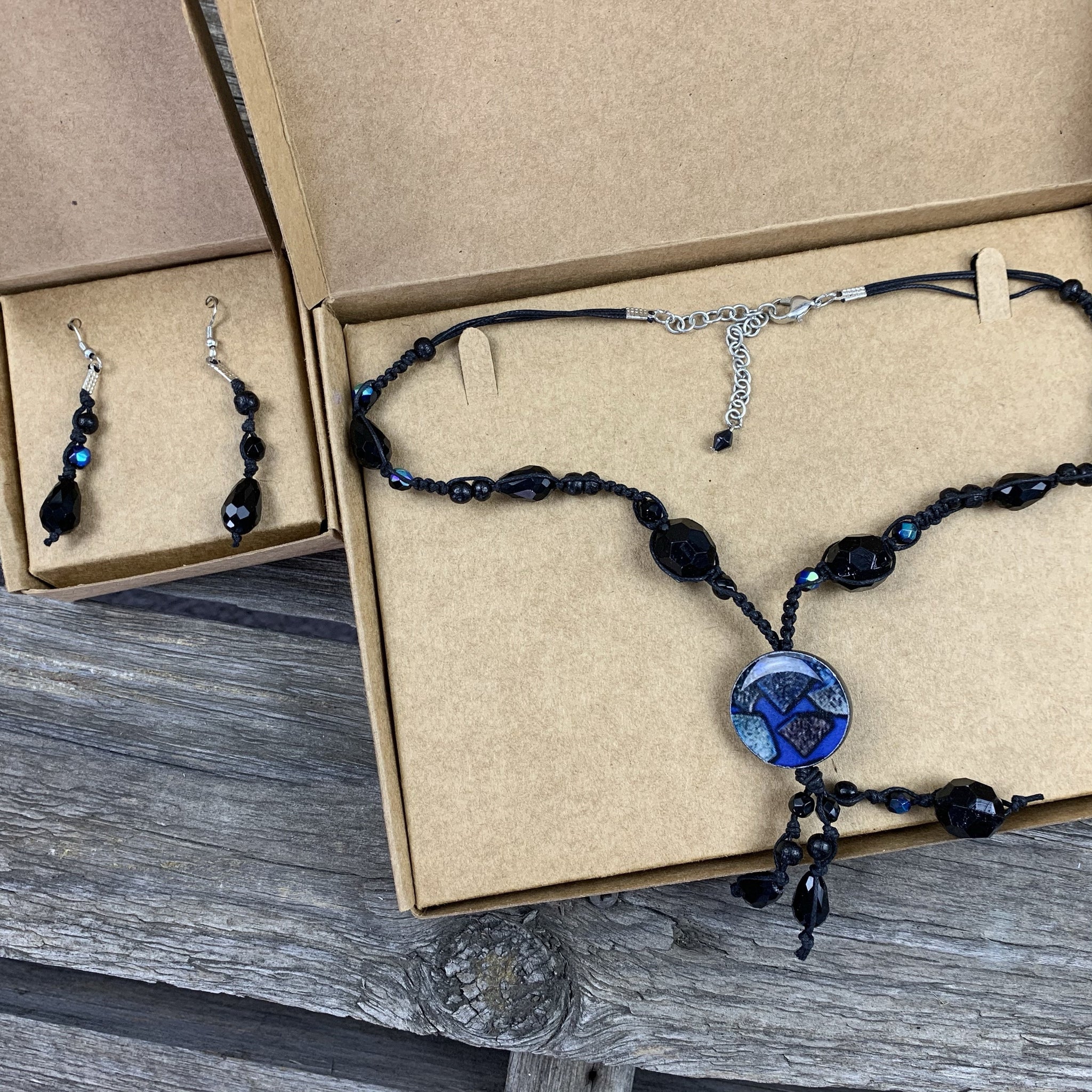 Fair Trade Black Beaded Jewellery Set