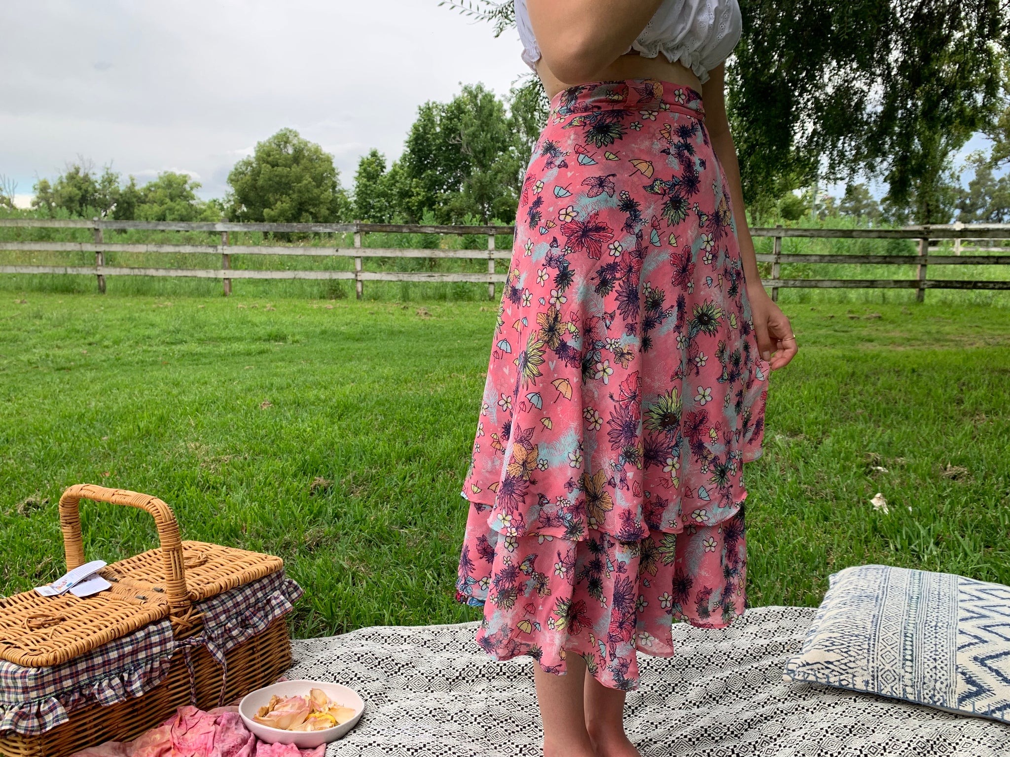 Fair Trade Hibiscus Upcycled Fabric Wrap Skirt