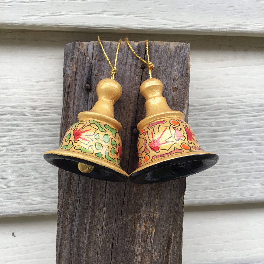 Fair Trade Ethical Christmas Decoration Small Hanging Bell Gold