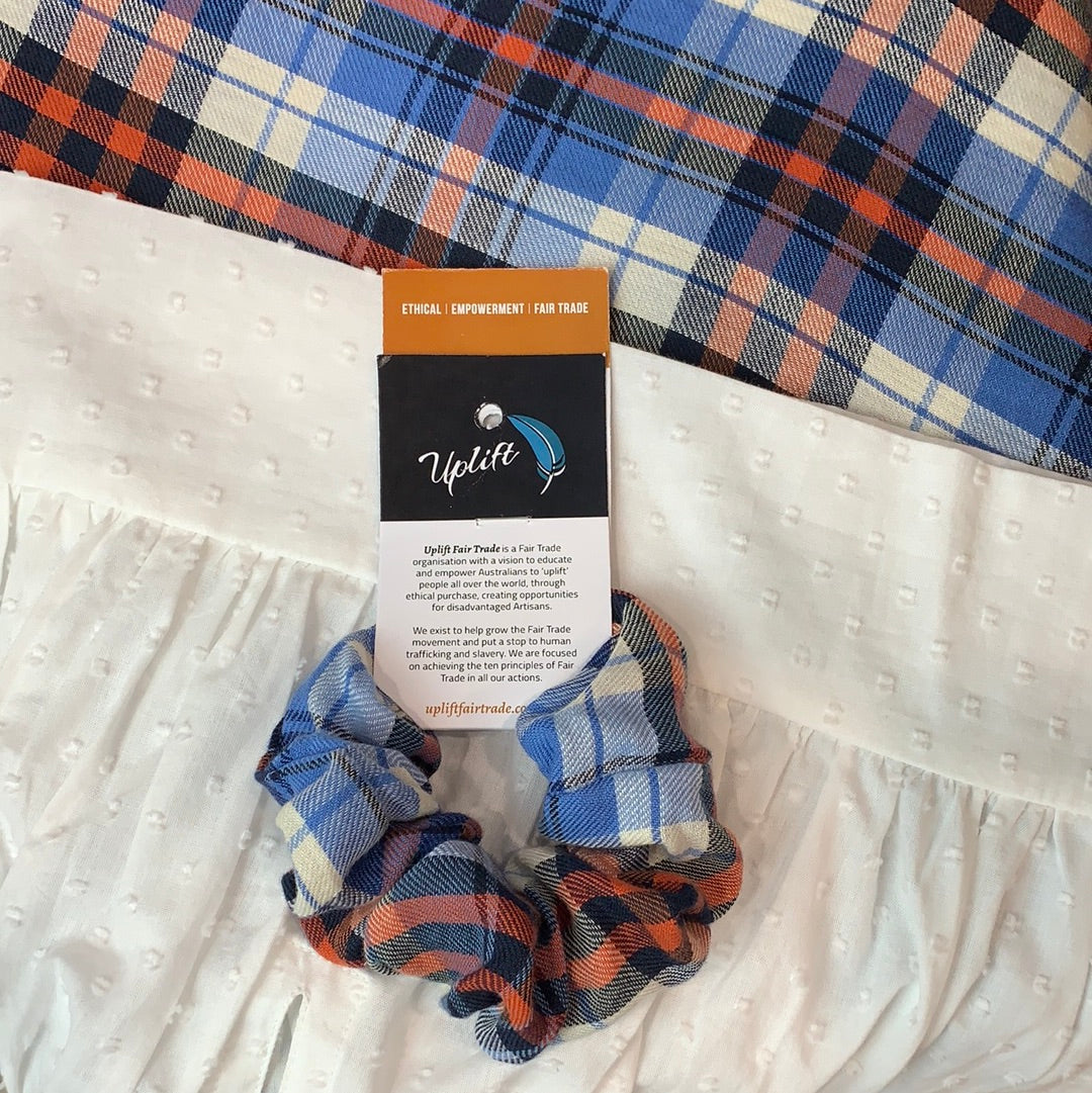 Fair Trade Checkered Fabric Scrunchies