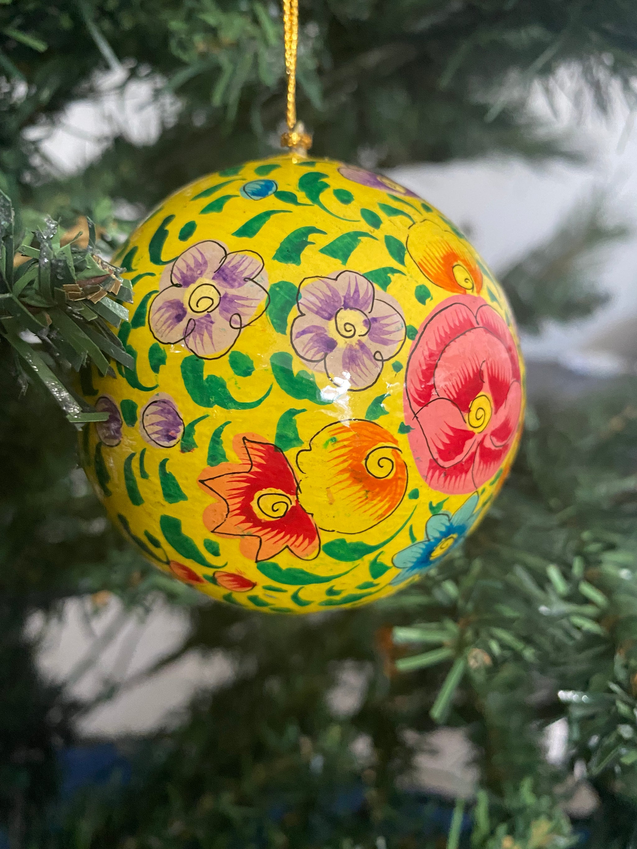Fair Trade Vintage Flower Christmas Decoration Bauble Collection