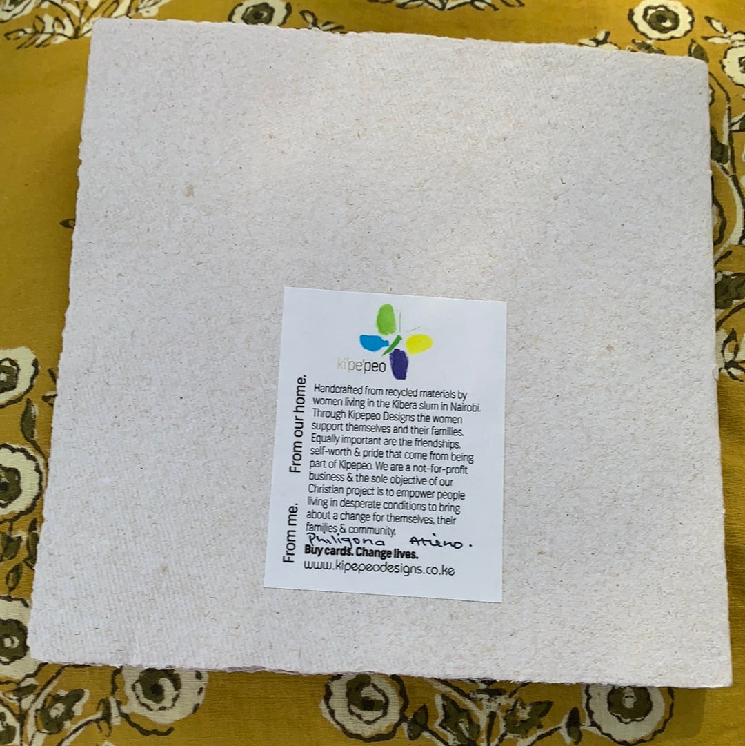 Fair Trade Handmade Paper Square Greeting Card Giraffe