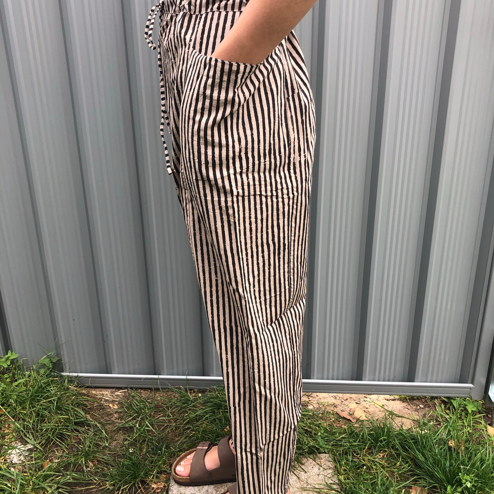 Fair Trade Ethical Striped Cotton Pants in Black